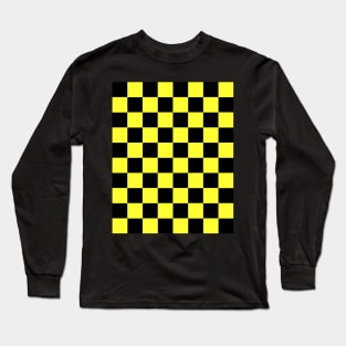 Daffodil and Black Chessboard Pattern Long Sleeve T-Shirt